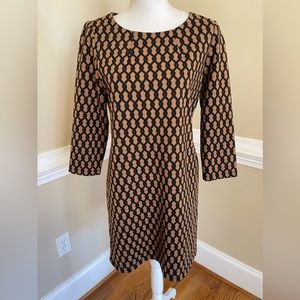 Vivienne Tam Sheath Dress, Size 8, Black Shift Dress, Chain Link Geometric Print